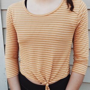 SUPER CUTE YELLOW STRIPED MID SLEEVE